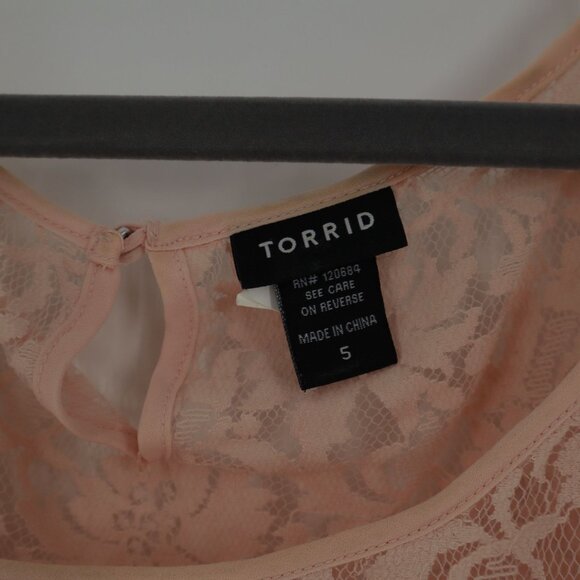 Torrid Sheer Lace Blouse Women 5X Pink Bohemian Hippie Cottagecore Romantic Boho - Picture 3 of 13